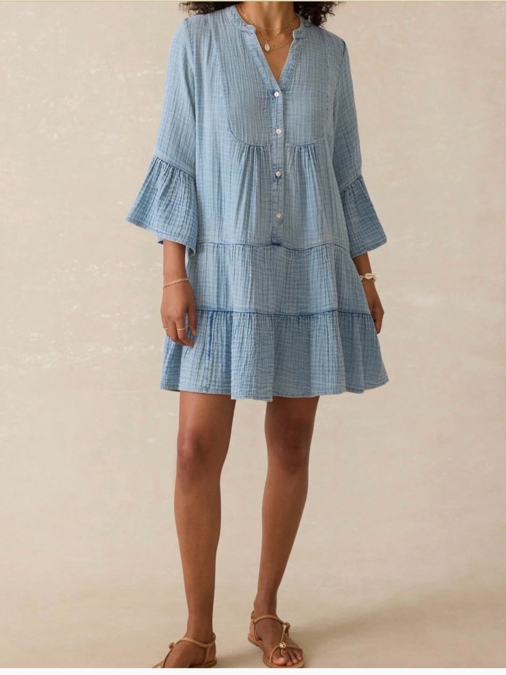 Faherty Dune Cotton Gauze Kasey Dress XS